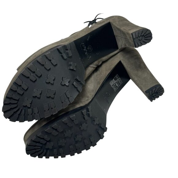 AllSaints Womens Boots Green/gray Olive Suede Micaela Peep Toe Ankle size 10 - Picture 7 of 7